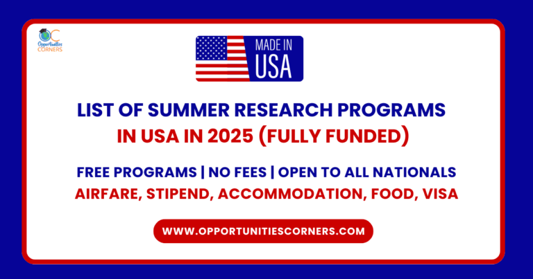 List of Summer Research Programs in USA in 2025 (Fully Funded) unisearch